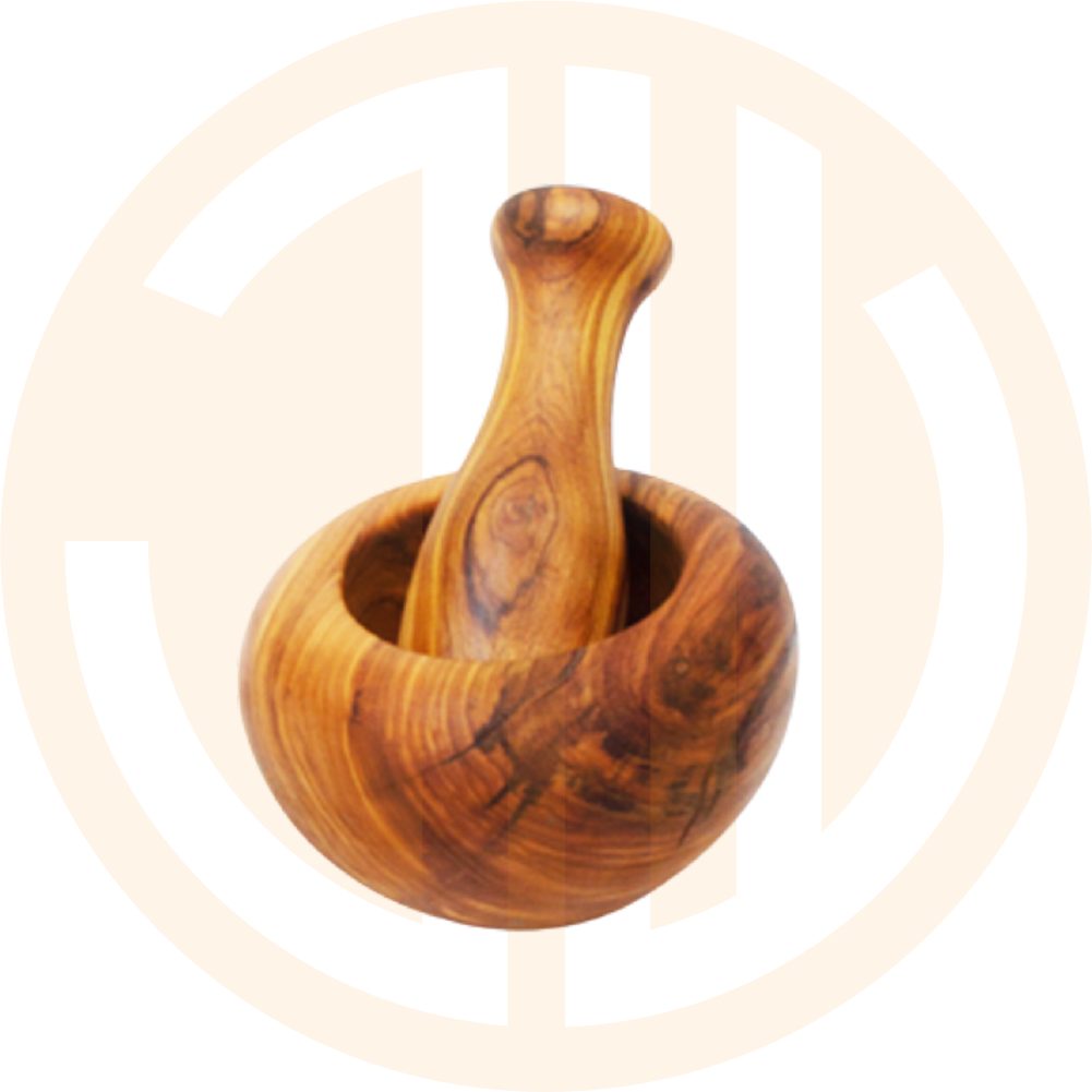 Mortier et pilon en bois d'olivier