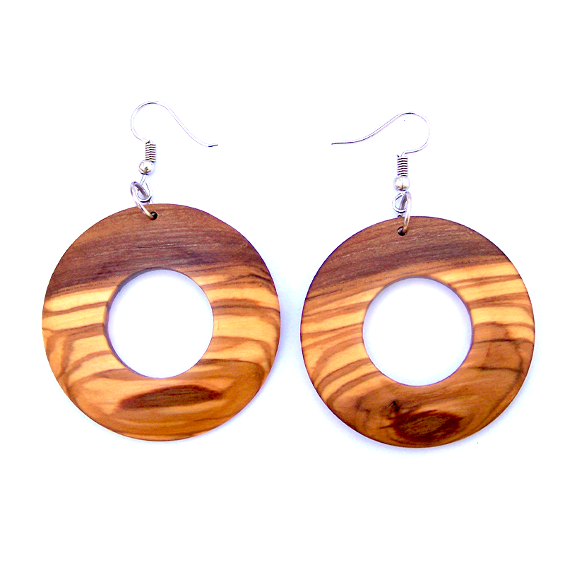 Boucles d'oreilles rondes en bois d'olivier
